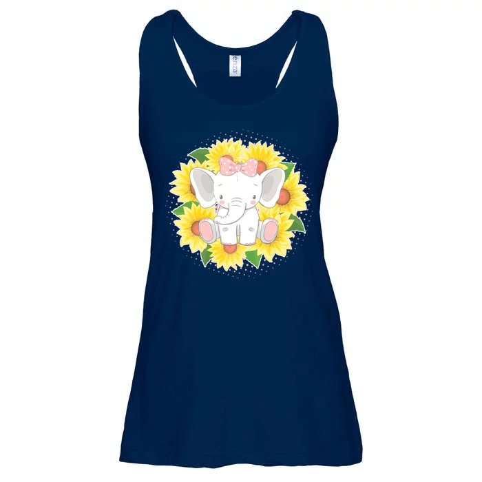 Sweet Sunflower Elephant Ladies Essential Flowy Tank