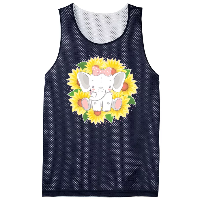 Sweet Sunflower Elephant Mesh Reversible Basketball Jersey Tank