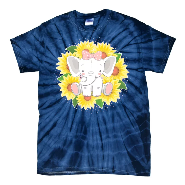 Sweet Sunflower Elephant Tie-Dye T-Shirt