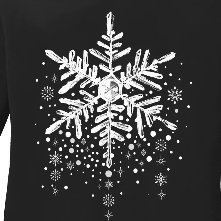 Snowflake Winter Funny Matching Family Christmas Design Ladies Long Sleeve Shirt