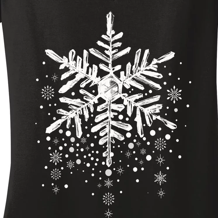 Snowflake Winter Funny Matching Family Christmas Design Women's V-Neck T-Shirt