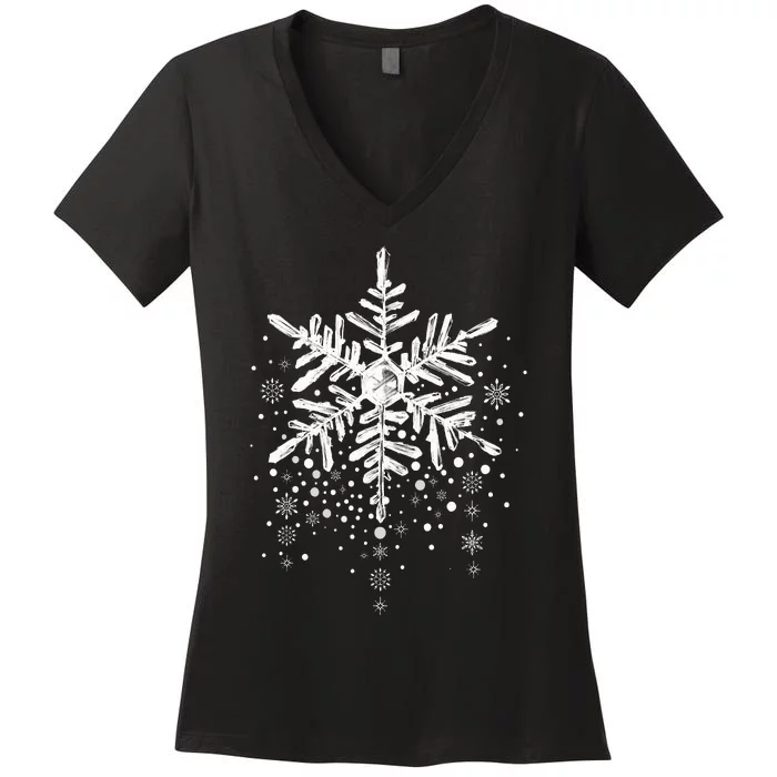 Snowflake Winter Funny Matching Family Christmas Design Women's V-Neck T-Shirt