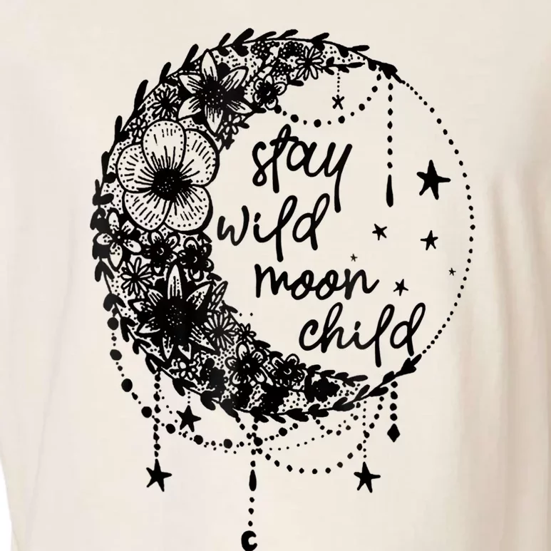 Stay Wild Flower Child Crescent Moon Hippie Garment-Dyed Women's Muscle Tee