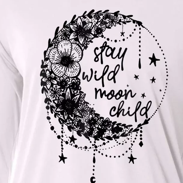 Stay Wild Flower Child Crescent Moon Hippie Cooling Performance Long Sleeve Crew