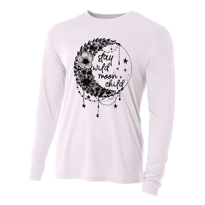 Stay Wild Flower Child Crescent Moon Hippie Cooling Performance Long Sleeve Crew