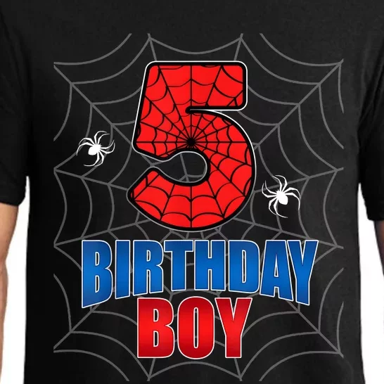 Spider Web Five 5 Years Old 5th Birthday Boy Party Pajama Set