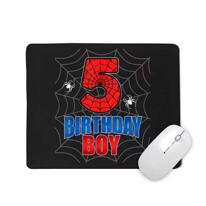 Spider Web Five 5 Years Old 5th Birthday Boy Party Mousepad