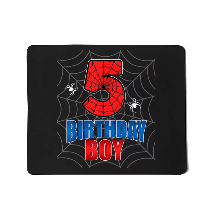 Spider Web Five 5 Years Old 5th Birthday Boy Party Mousepad