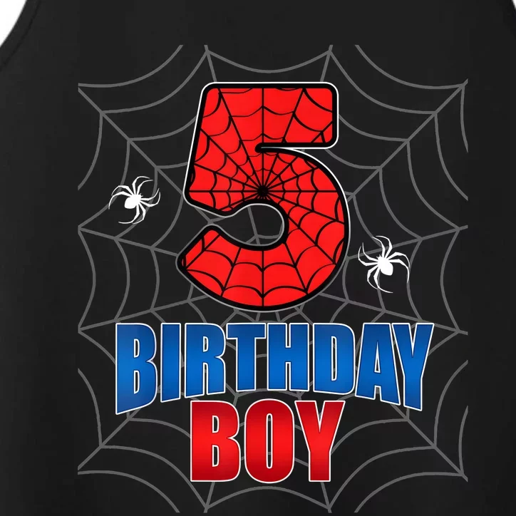 Spider Web Five 5 Years Old 5th Birthday Boy Party Performance Tank