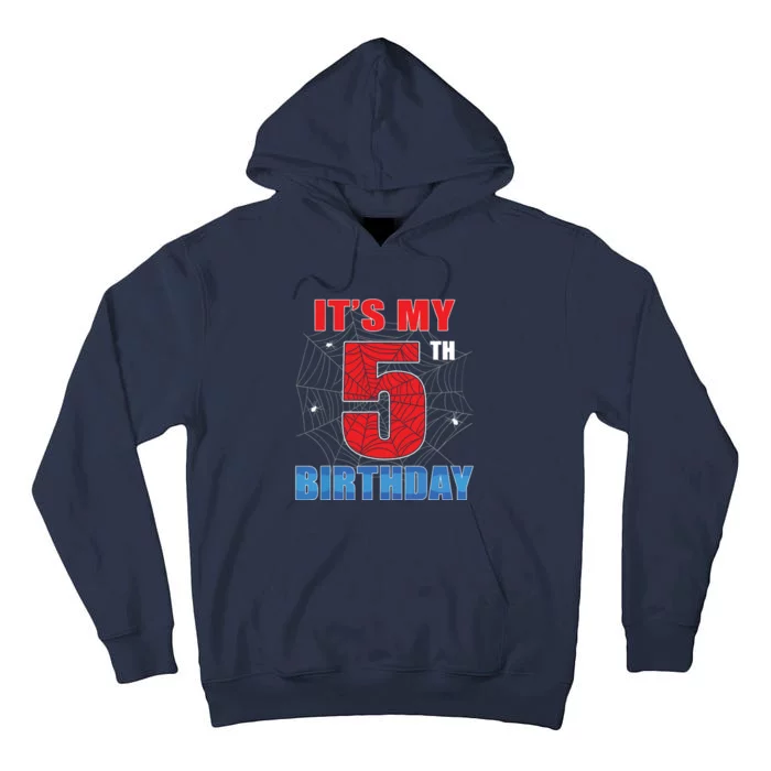 Spider Web Five 5 Years Old Its My 5th Birthday Boy Party Tall Hoodie