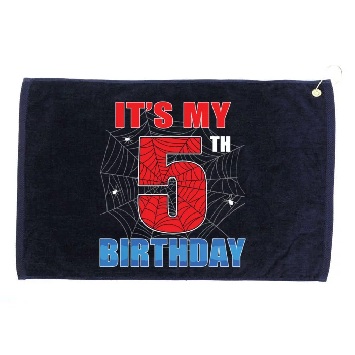 Spider Web Five 5 Years Old Its My 5th Birthday Boy Party Grommeted Golf Towel