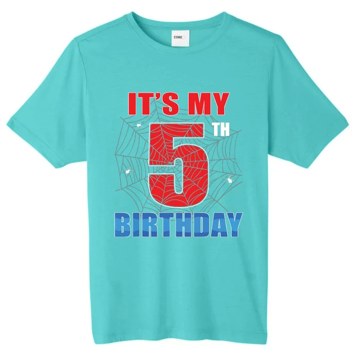 Spider Web Five 5 Years Old Its My 5th Birthday Boy Party ChromaSoft Performance T-Shirt