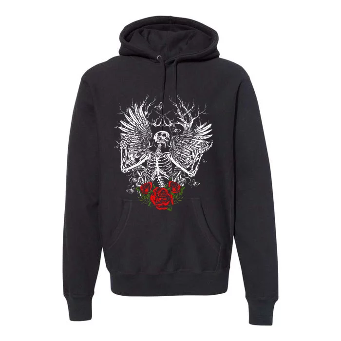 Skeleton Wings Fairy Grunge Fairycore Aesthetic Halloween Premium Hoodie