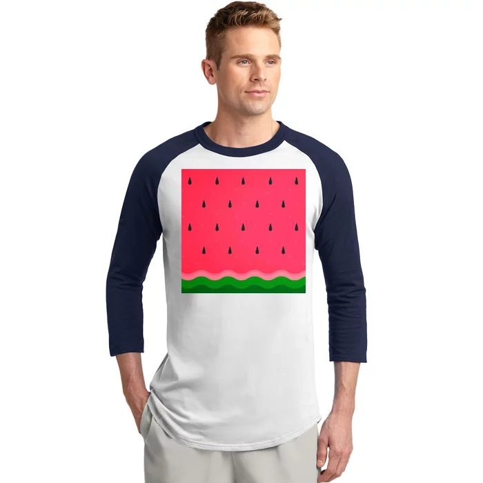 Summer Watermelon Fruit Pattern Baseball Sleeve Shirt