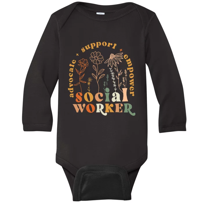 Social Worker Funny Social Work Month Baby Long Sleeve Bodysuit