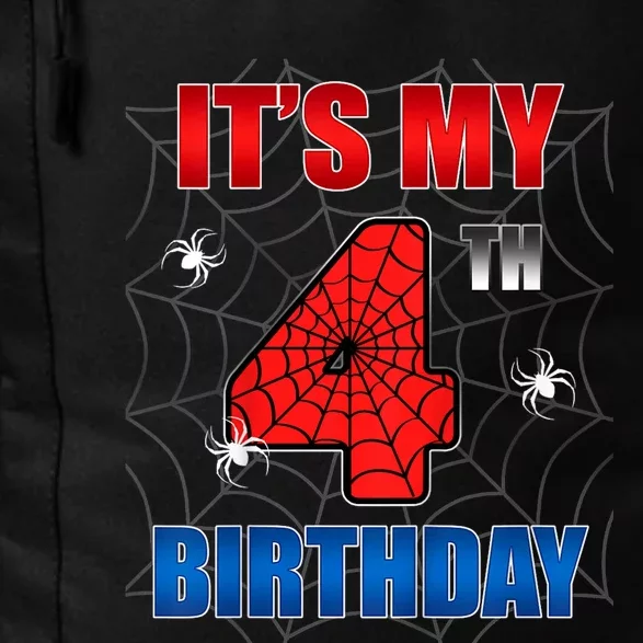 Spider Web Four 4 Years Old ItS My 4th Birthday Boy Party Daily Commute Backpack