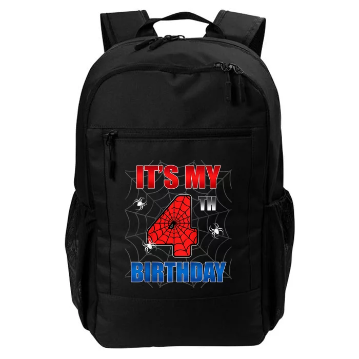 Spider Web Four 4 Years Old ItS My 4th Birthday Boy Party Daily Commute Backpack