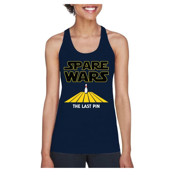 Spare Wars Funny Bowler & Bowling Parody Women's Racerback Tank