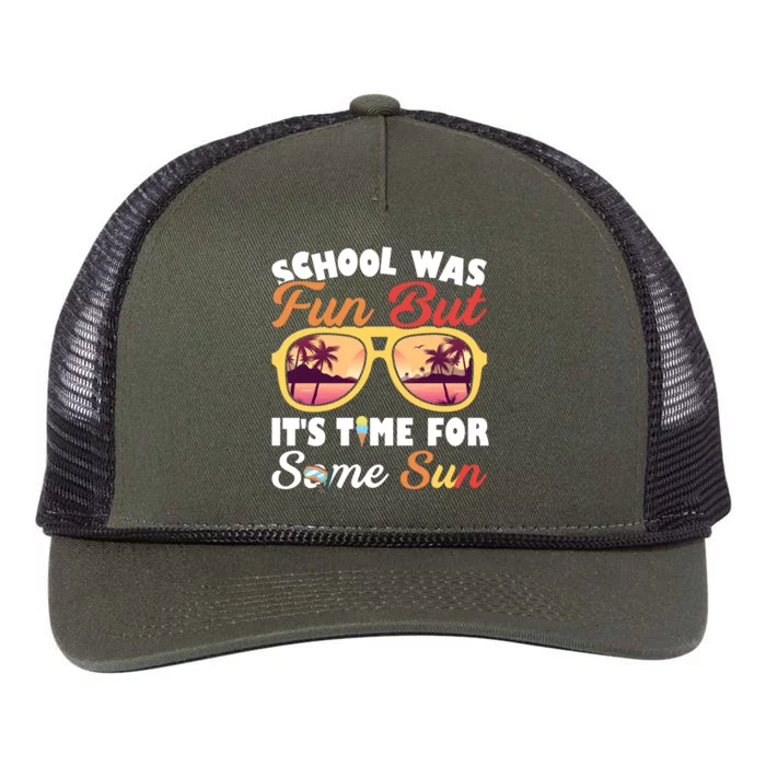 School Was Fun But ItS Time For Some Sun Last Day Of School Gift Retro Rope Trucker Hat Cap