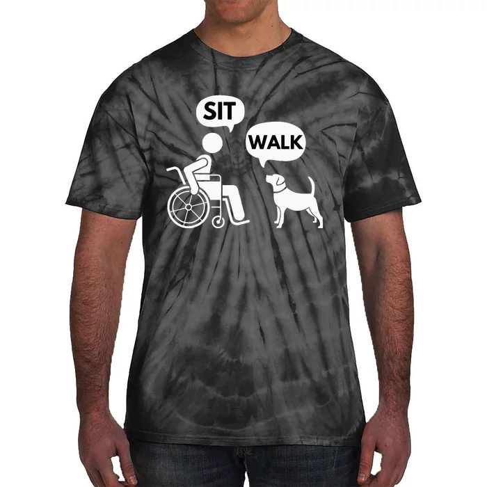 Sit Walk Funny Disabled Wheelchair User & Pet Dog Tie-Dye T-Shirt