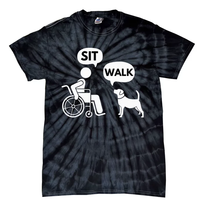 Sit Walk Funny Disabled Wheelchair User & Pet Dog Tie-Dye T-Shirt