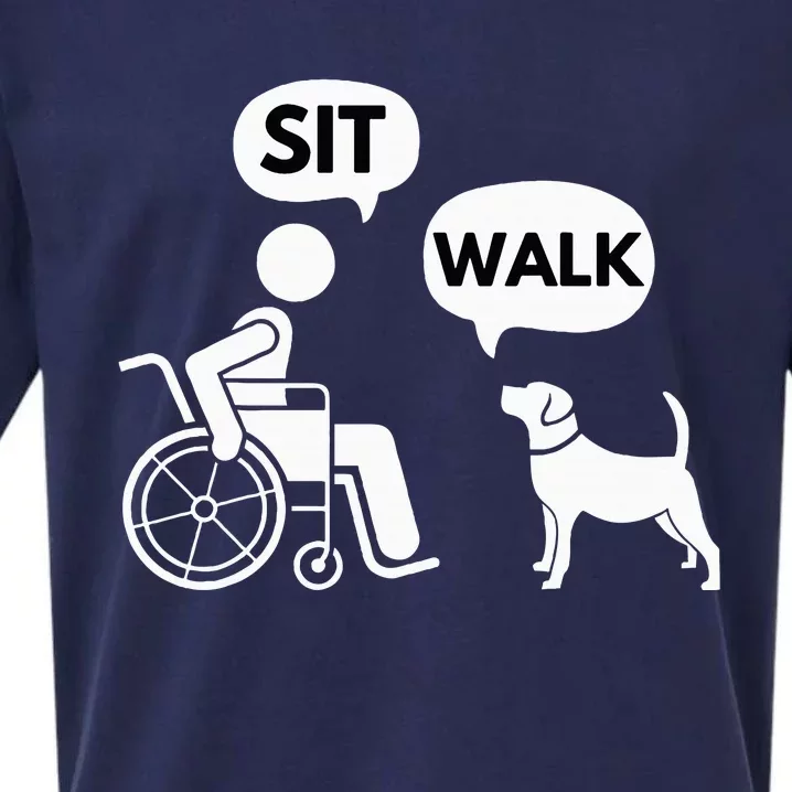 Sit Walk Funny Disabled Wheelchair User & Pet Dog Sueded Cloud Jersey T-Shirt