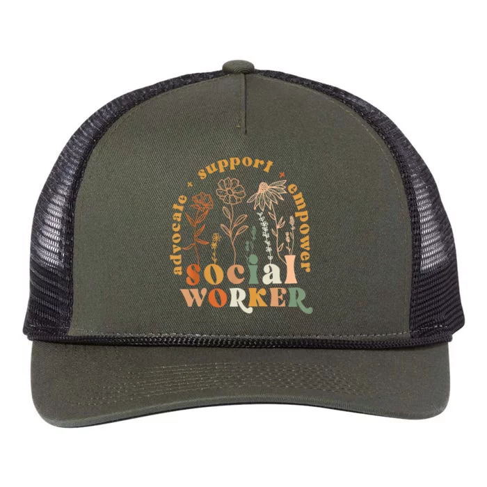 Social Worker Funny Social Work Month Retro Rope Trucker Hat Cap