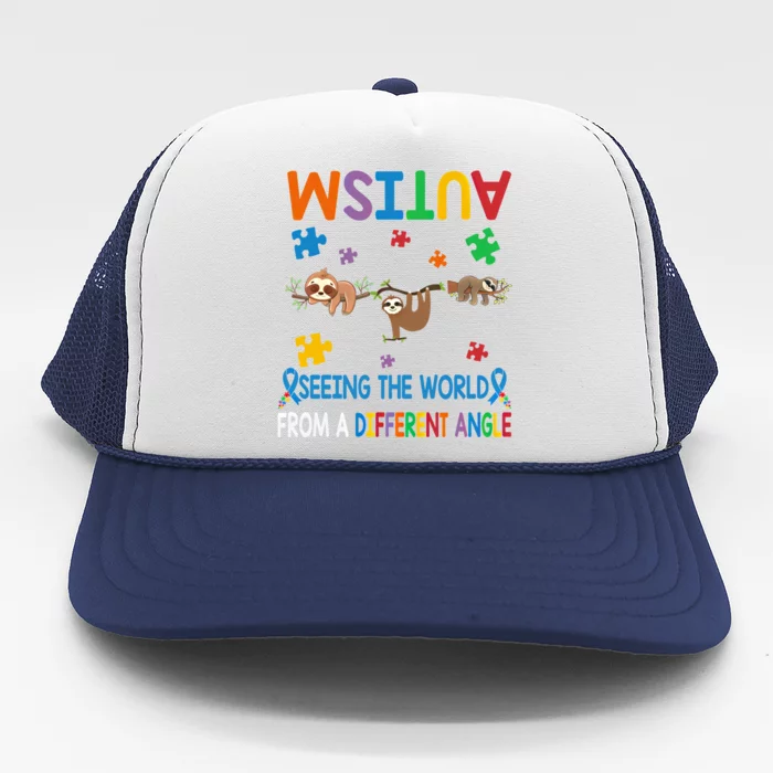 Seeing World From Different Angle Autism Awareness Gift Trucker Hat