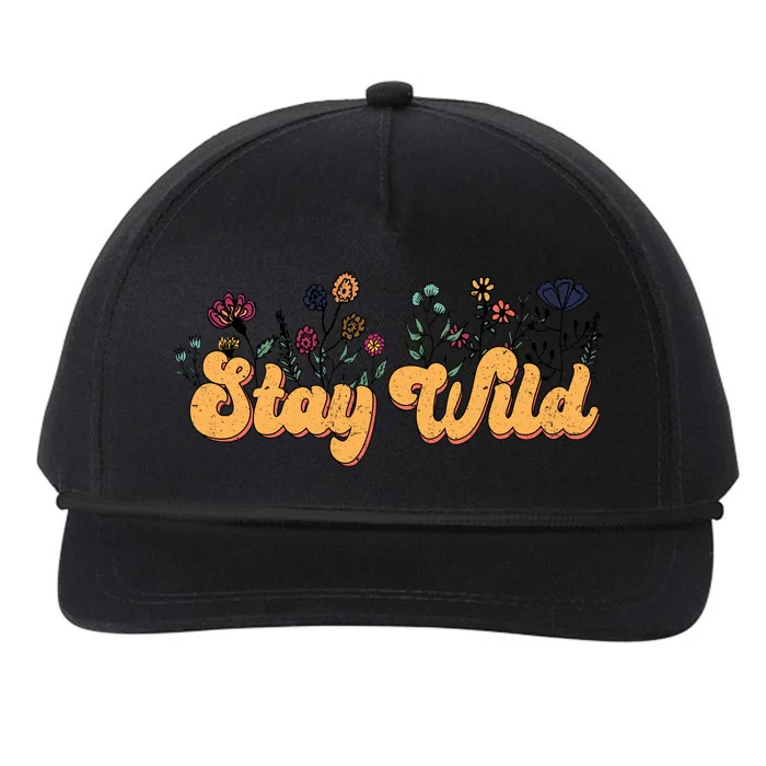 Stay Wild Floral Motivational Slogan Positive Quote Snapback Five-Panel Rope Hat