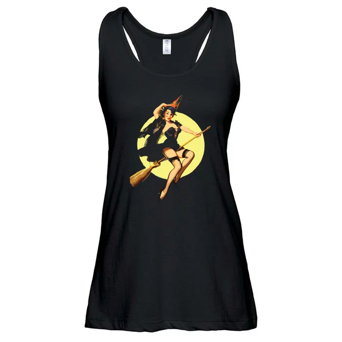 Sexy Witch Flying Broom Halloween Ladies Essential Flowy Tank