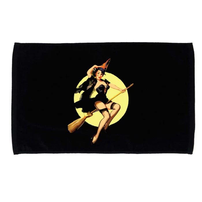 Sexy Witch Flying Broom Halloween Microfiber Hand Towel