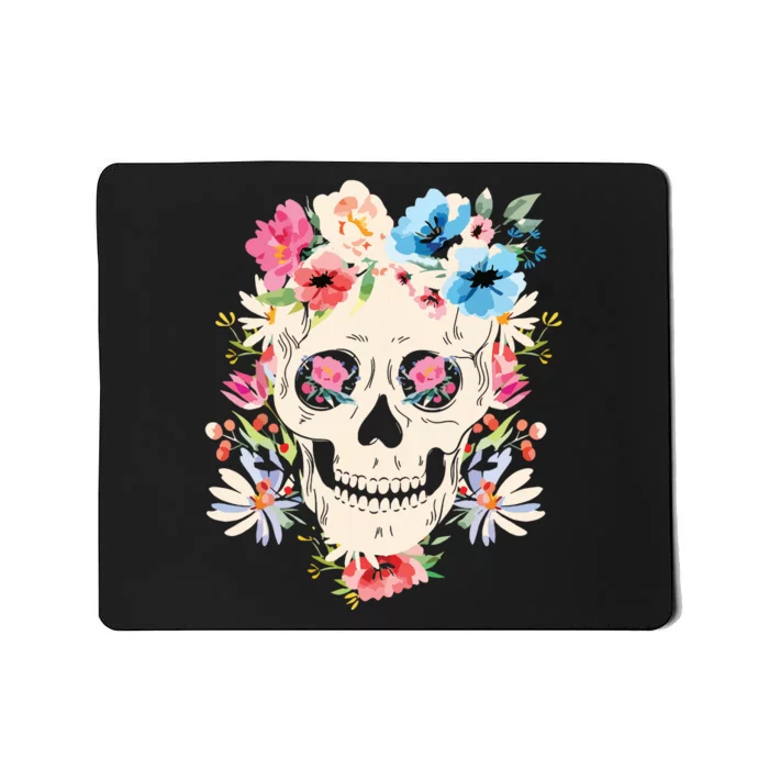 Skull With Flowers For Mexican Holidays Mousepad