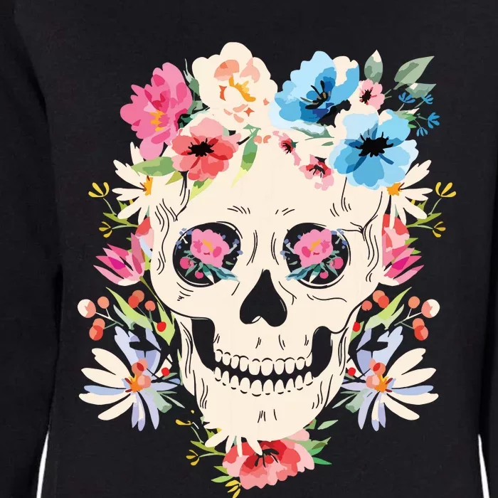 Skull With Flowers For Mexican Holidays Womens California Wash Sweatshirt