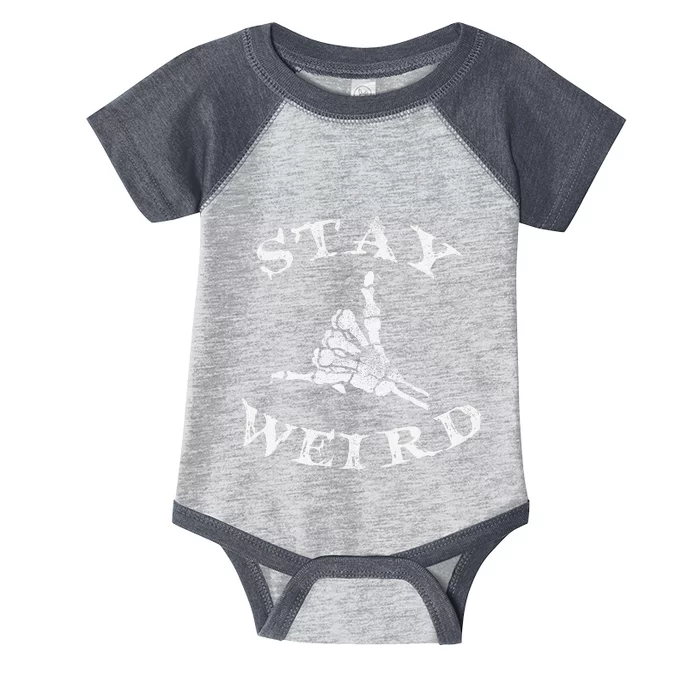 Stay Weird Gothic Skeleton Hand Shaka Novelty Halloween Infant Baby Jersey Bodysuit