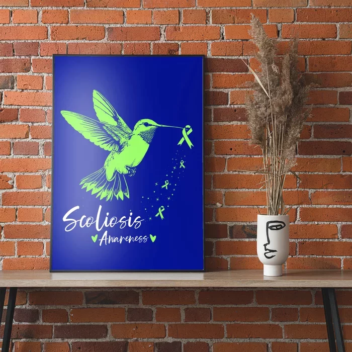 Scoliosis Warrior Green Hummingbird Scoliosis Awareness Great Gift Poster