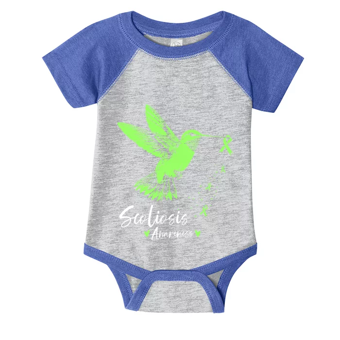 Scoliosis Warrior Green Hummingbird Scoliosis Awareness Great Gift Infant Baby Jersey Bodysuit