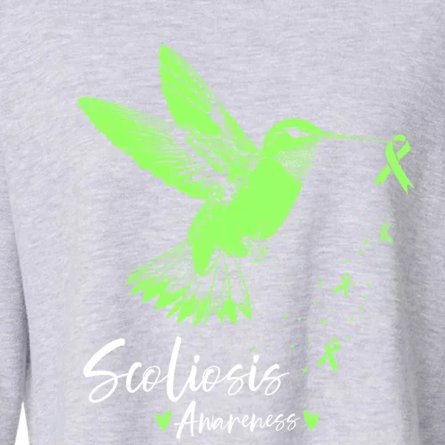 Scoliosis Warrior Green Hummingbird Scoliosis Awareness Great Gift Cropped Pullover Crew