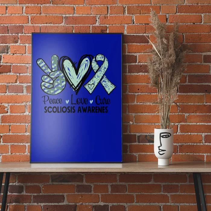 Scoliosis Warrior Green Peace Love Cure Scoliosis Awareness Gift Poster