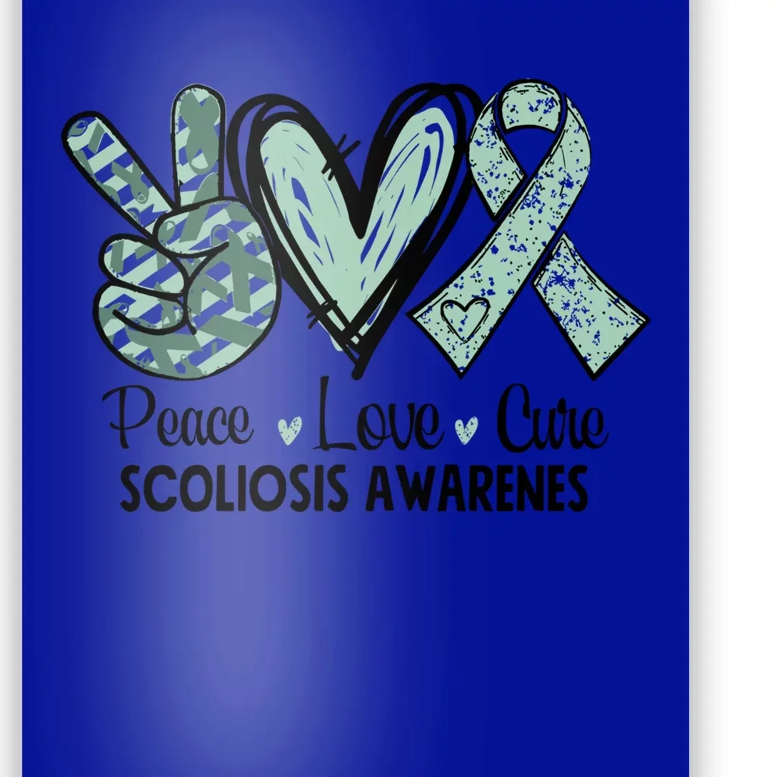 Scoliosis Warrior Green Peace Love Cure Scoliosis Awareness Gift Poster