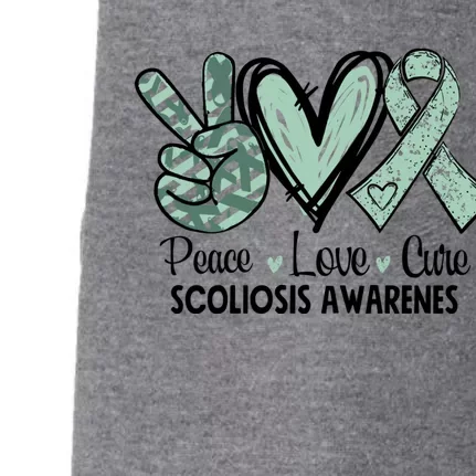 Scoliosis Warrior Green Peace Love Cure Scoliosis Awareness Gift Doggie 3-End Fleece Hoodie