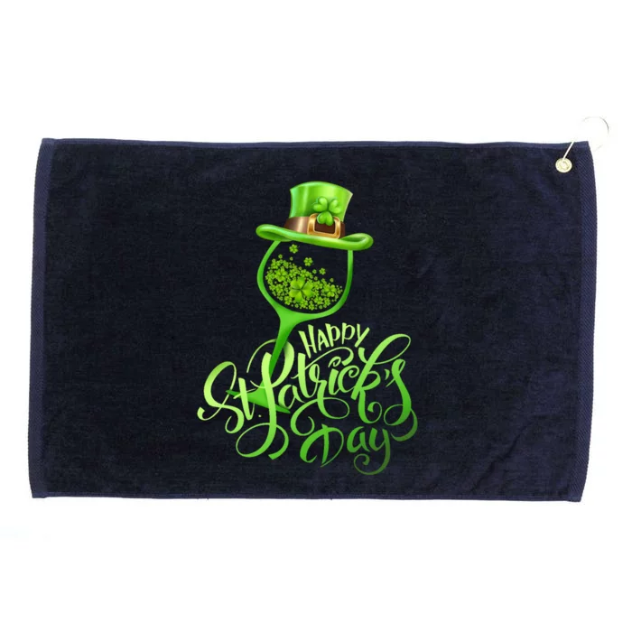 Shamrock Wine Glass Happy St Patrick's Day Cute Gift Grommeted Golf Towel