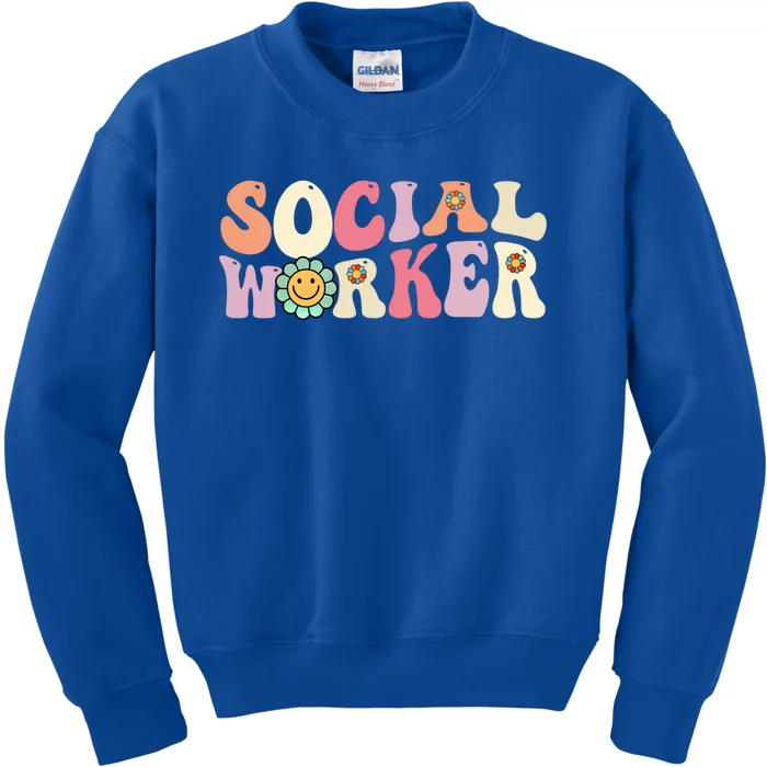 Social Worker Groovy Retro Vintage 60s 70s Design Gift Kids Sweatshirt