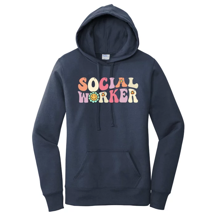 Social Worker Groovy Retro Vintage 60s 70s Design Gift Women's Pullover Hoodie