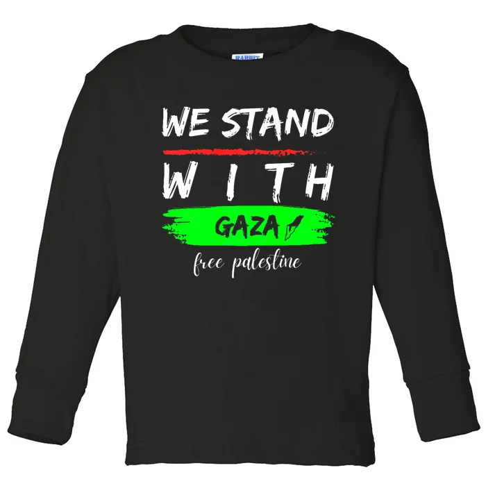 Stand With Gaza: Free Palestine Palestinian Cities Map Toddler Long Sleeve Shirt