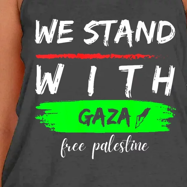 Stand With Gaza: Free Palestine Palestinian Cities Map Women's Knotted Racerback Tank