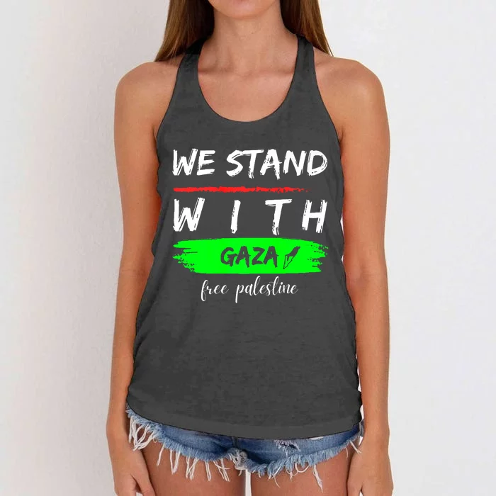 Stand With Gaza: Free Palestine Palestinian Cities Map Women's Knotted Racerback Tank