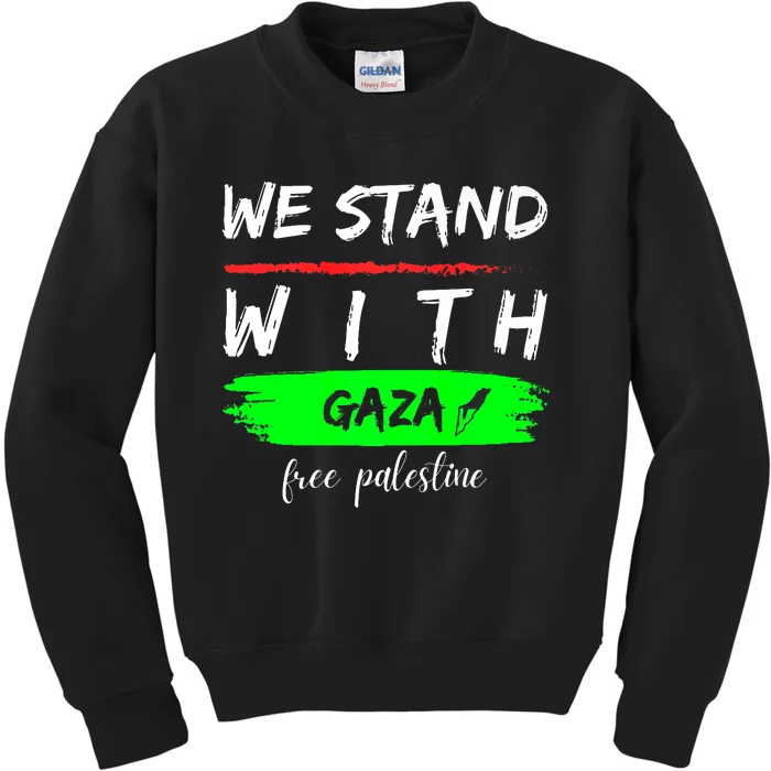 Stand With Gaza: Free Palestine Palestinian Cities Map Kids Sweatshirt