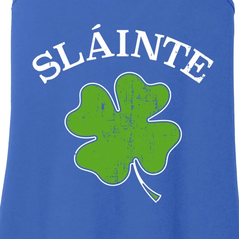 Slainte With Green Shamrock Clover For St Patricks Day Gift Ladies Essential Tank