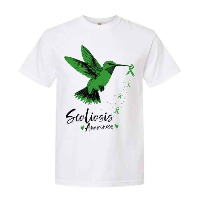 Scoliosis Warrior Green Hummingbird Scoliosis Awareness Gift Garment-Dyed Heavyweight T-Shirt