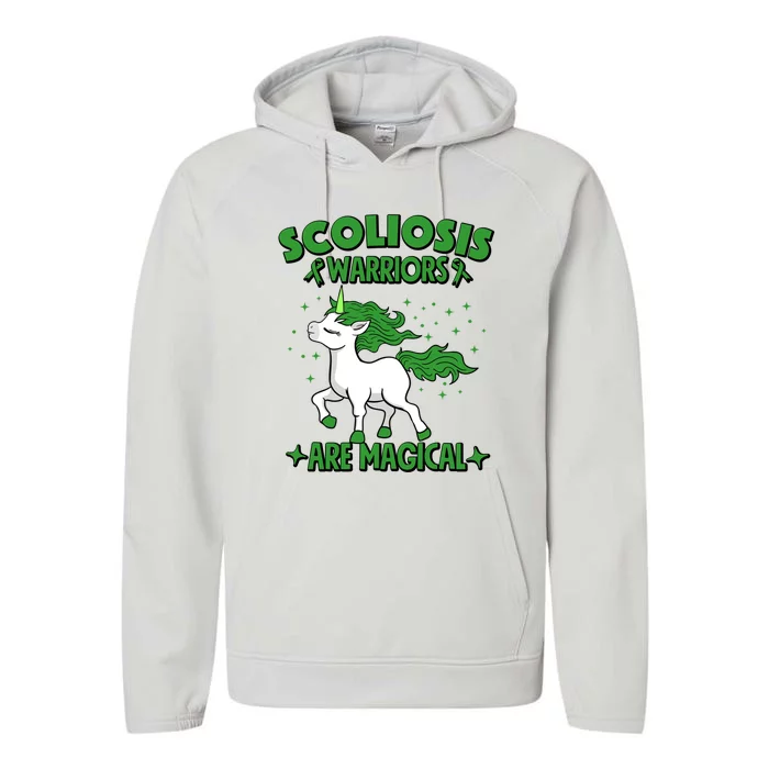 Scoliosis Warrior Green Ribbon Unicorn Scoliosis Awareness Gift Performance Fleece Hoodie